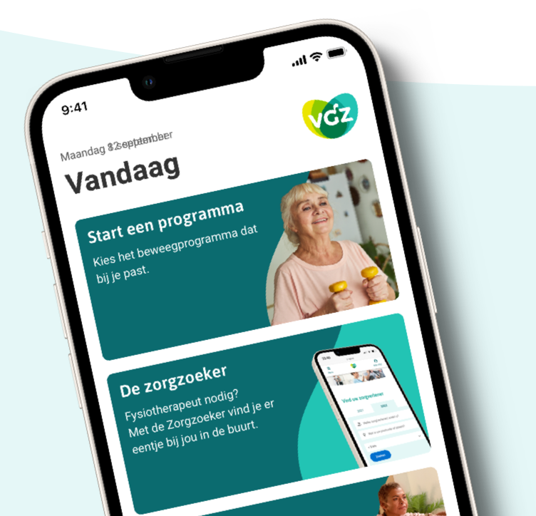 Afbeelding van startscherm van de app