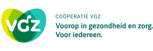 Logo VGZ, Coöperatie VGZ Voorop in gezondheid en zorg. Voor iedereen.
