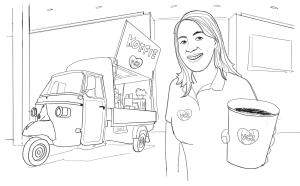 Barista met koffiebar