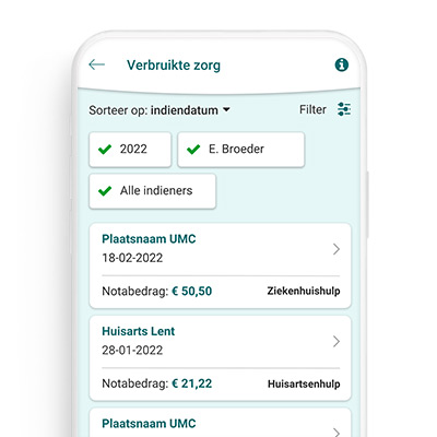 Bekijk het overzicht van uw verbruikte zorg